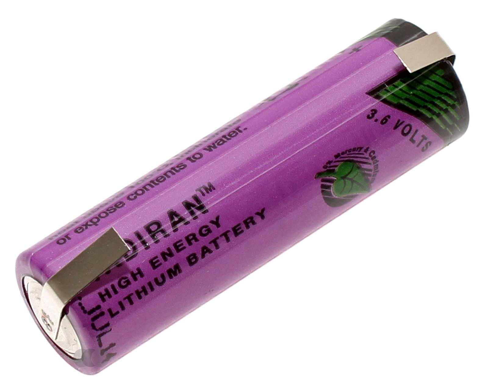 Tadiran SL-760 Spezial-Batterie Mignon AA Lithium-Thionylchlorid Li-SOCl2 Industriezelle mit 3,6 Volt und 2200mAh Kapazität, mit U-Lötfahne