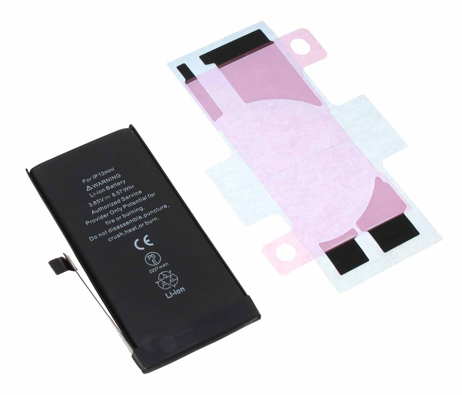 Akku für Apple iPhone 12 mini inkl. Klebestreifen, ersetzt A2471, 3,85V, 2227mAh
