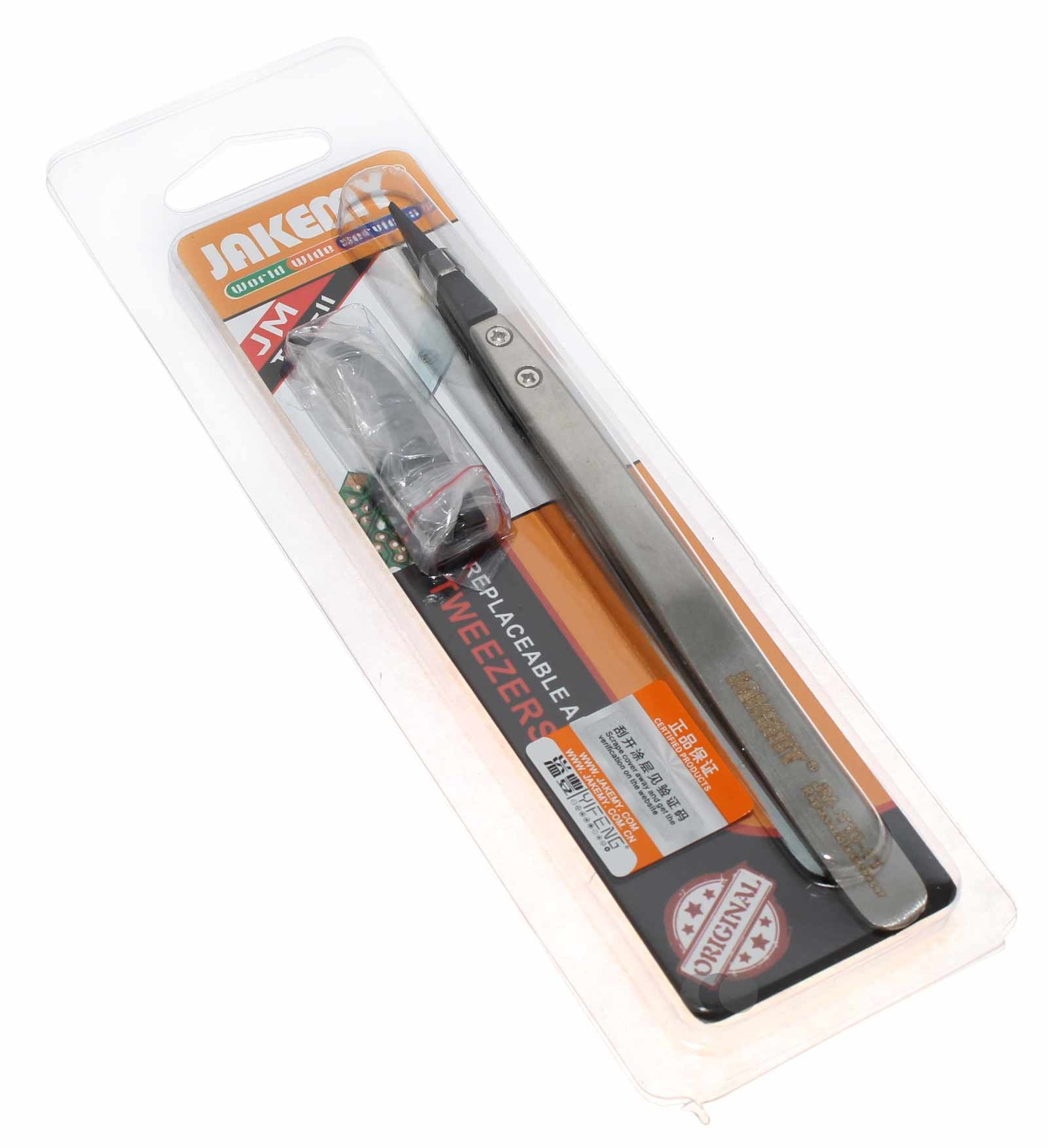 Jakemy JM-T10-11 antistatische ESD Pinzette mit zwei wechselbaren Spitzen, Werkzeug Handy, Tablet Reparatur