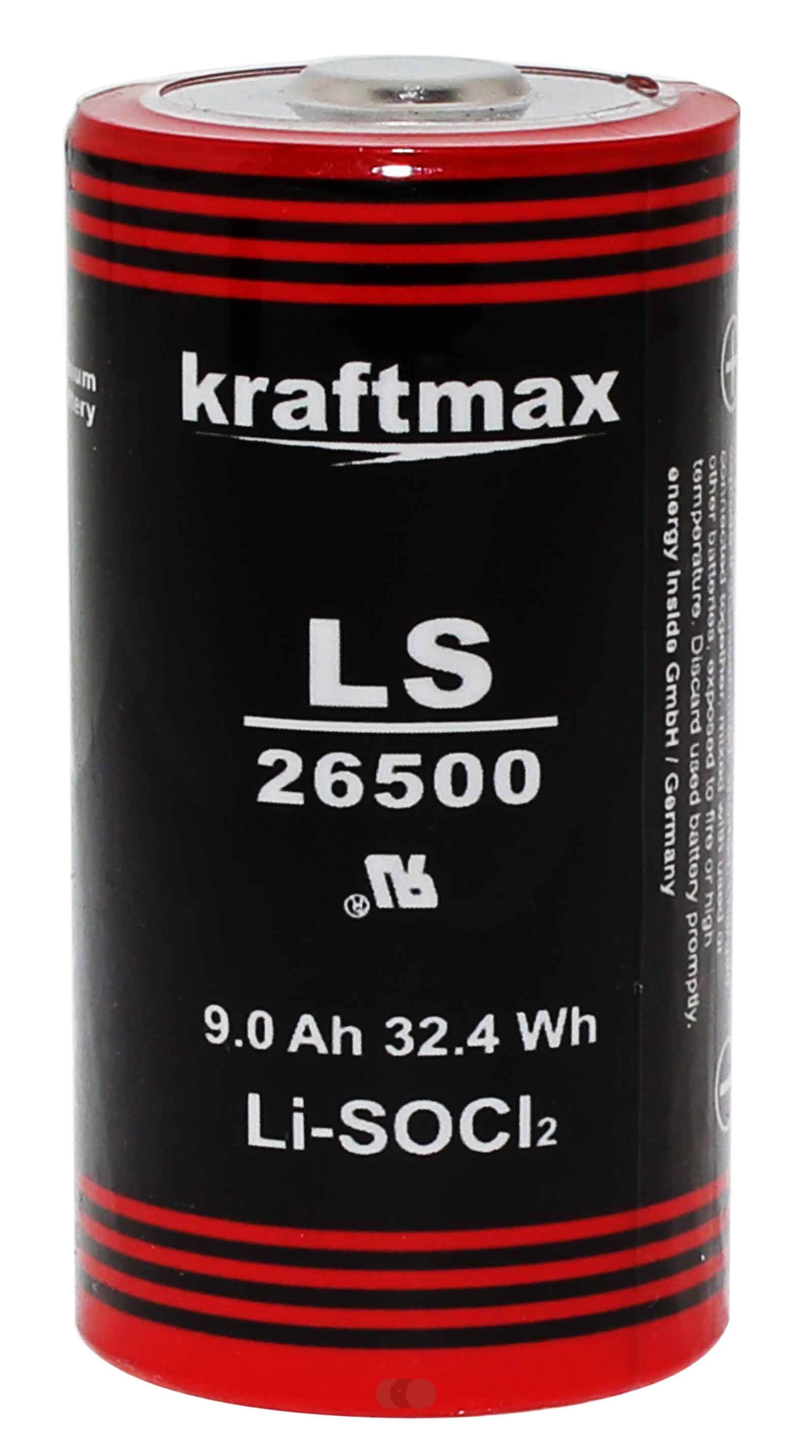 Kraftmax (XCell) LS 26500 Baby C Lithium Spezial Batterie, Industriezelle, mit 3,6 Volt und 9000mAh Kapazität