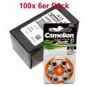 BB 01.24 - 600x [100x 6er Pack] Camelion Knopfzelle (Batterie) A13 | PR48 | A13-BP6 | für Hörgeräte | 1,4V | 280mAh