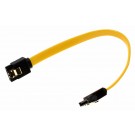 20cm SATA 2 Kabel von DeLock mit geraden Steckern und Metall Clips in Farbe gelb
