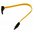 20cm SATA 2 Kabel von DeLock mit nach oben gewinkeltem und geradem Stecker und Metall Clips in Farbe gelb, Artikelnummer 82470