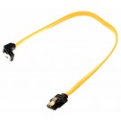 30cm SATA Kabel von DeLock mit geradem und auf unten gewinkeltem Stecker und Metall Clips in Farbe gelb. Artikelnummer 82474