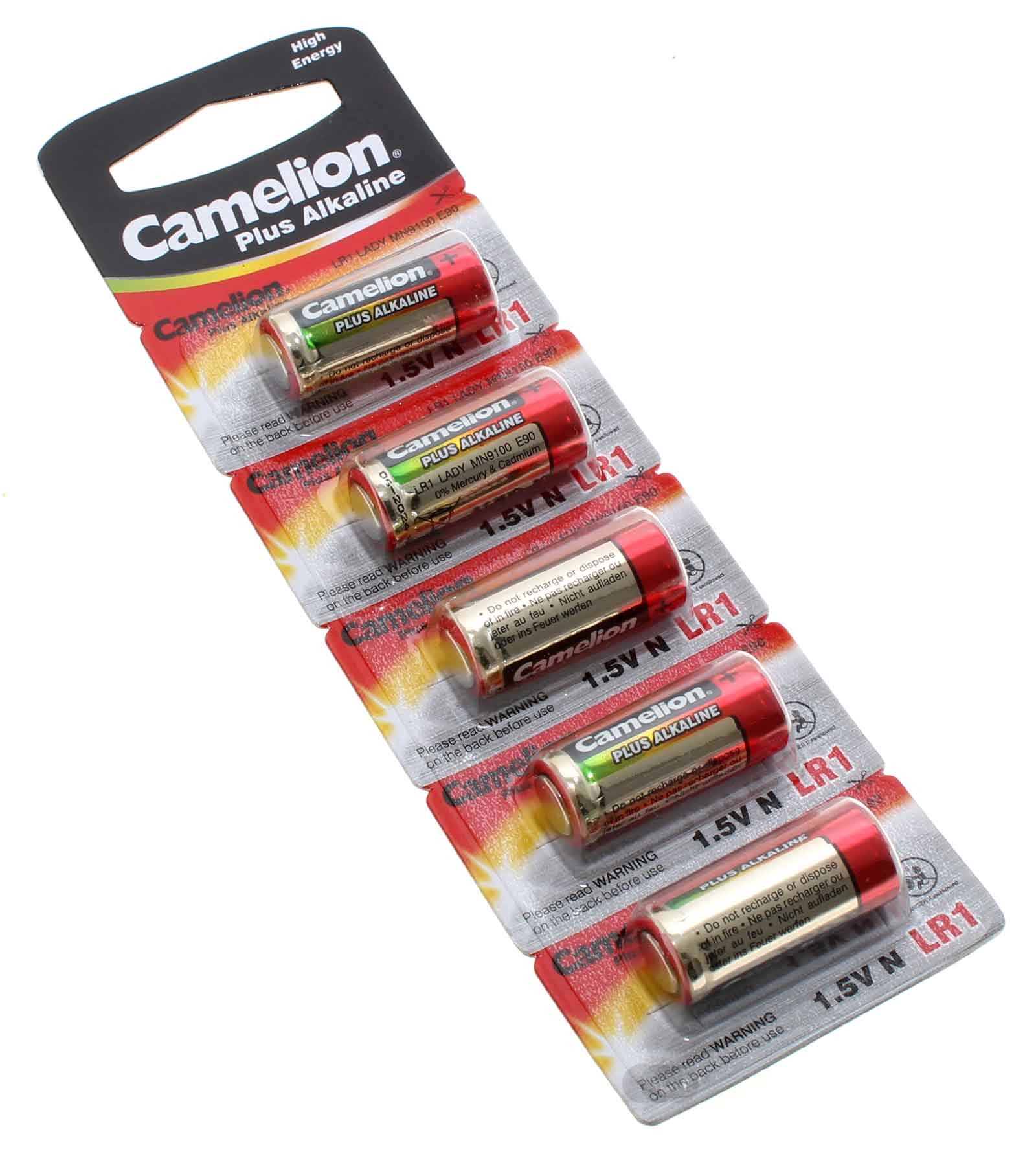 5er-Pack Camelion Plus Alkaline Batterie, Typ LR1, Lady, N mit 1,5 Volt und 945mAh Kapazität