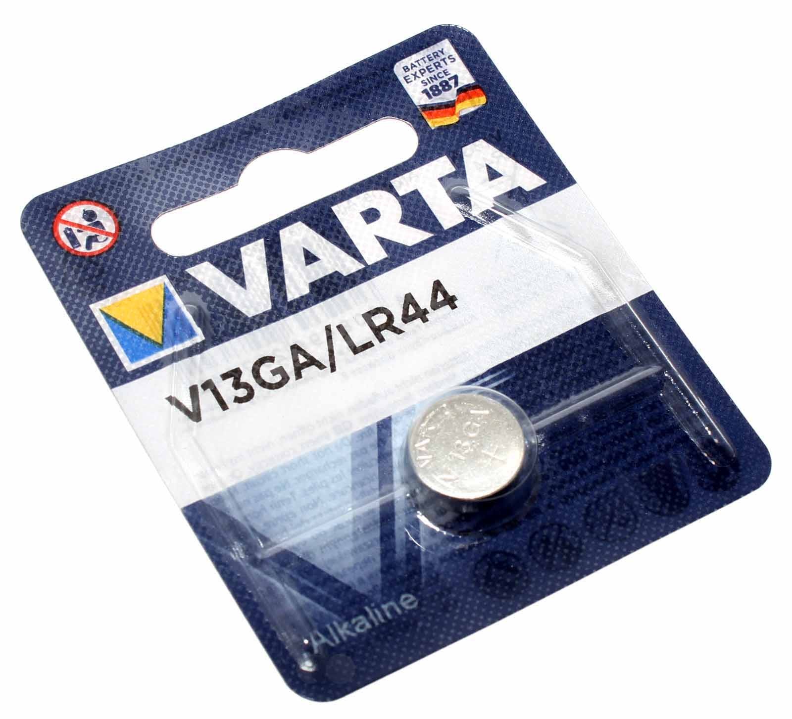 Varta V13GA/LR44 Alkali-Mangan Knopfzellen Batterie mit 1,5 Volt und 155mAh Kapazität