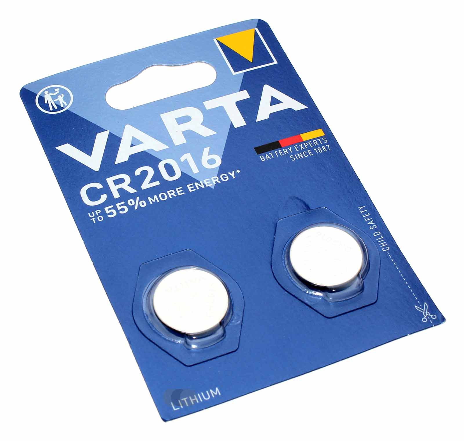 2er Pack Varta Professional Electronics CR 2016 Lithium Knopfzelle Batterie mit 3 Volt und 90mAh