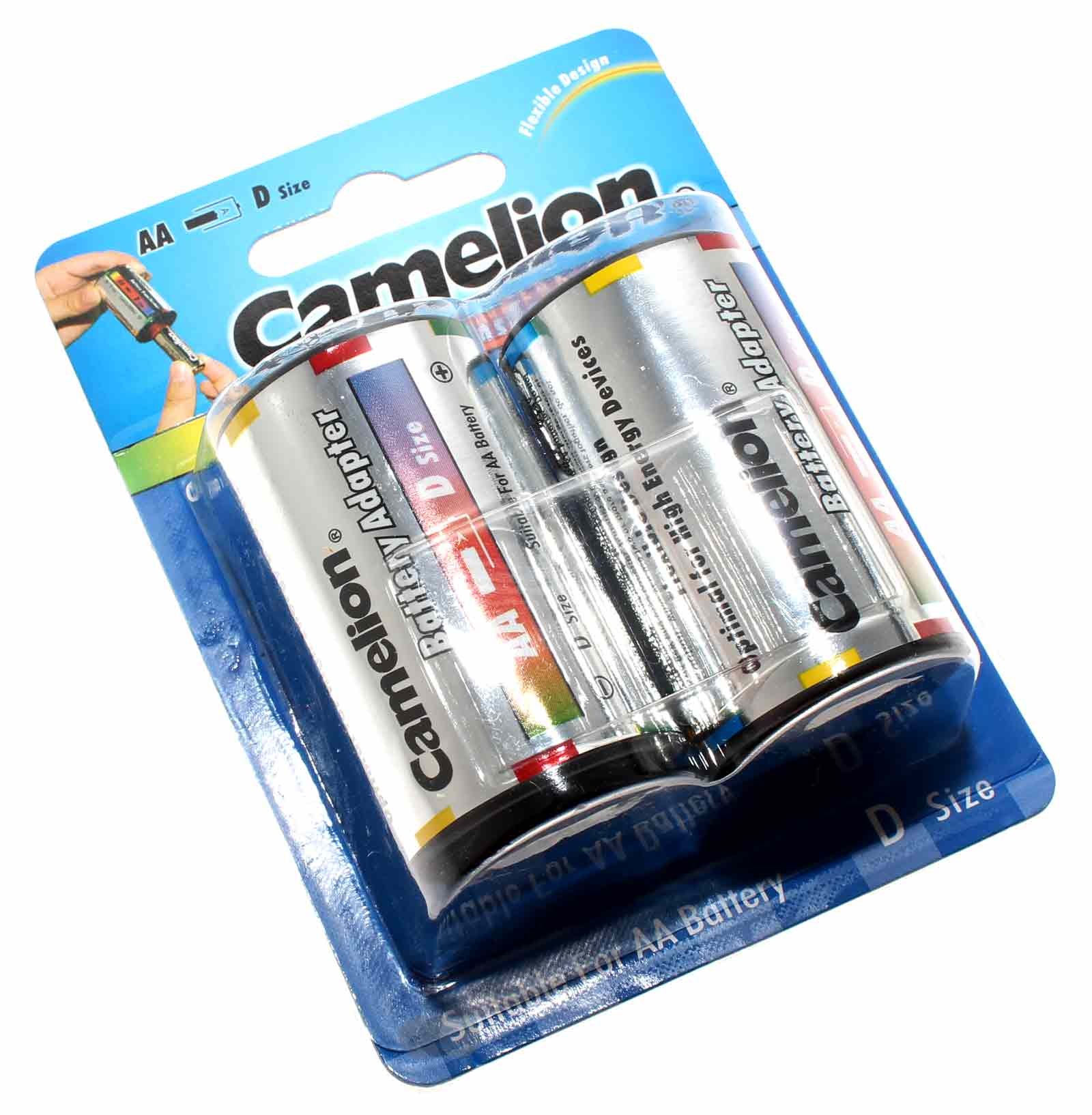 2er Blister Pack Camelion Batterieadapter von Mignon AA auf Mono D Format