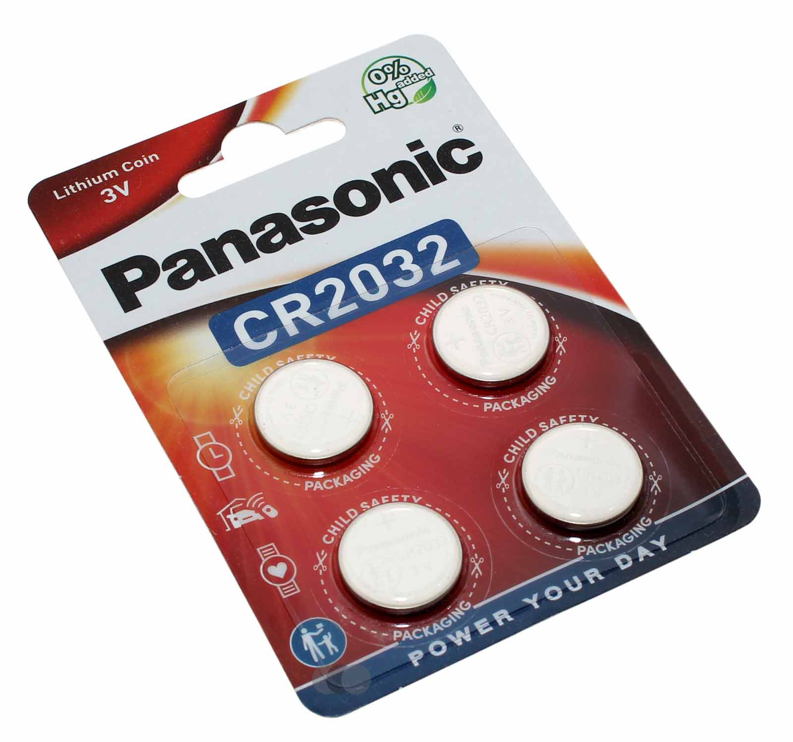 4x Panasonic CR2032 Lithium Knopfzelle Batterie, 5004LC, KCR2032, LM2032, 3V, 225mAh