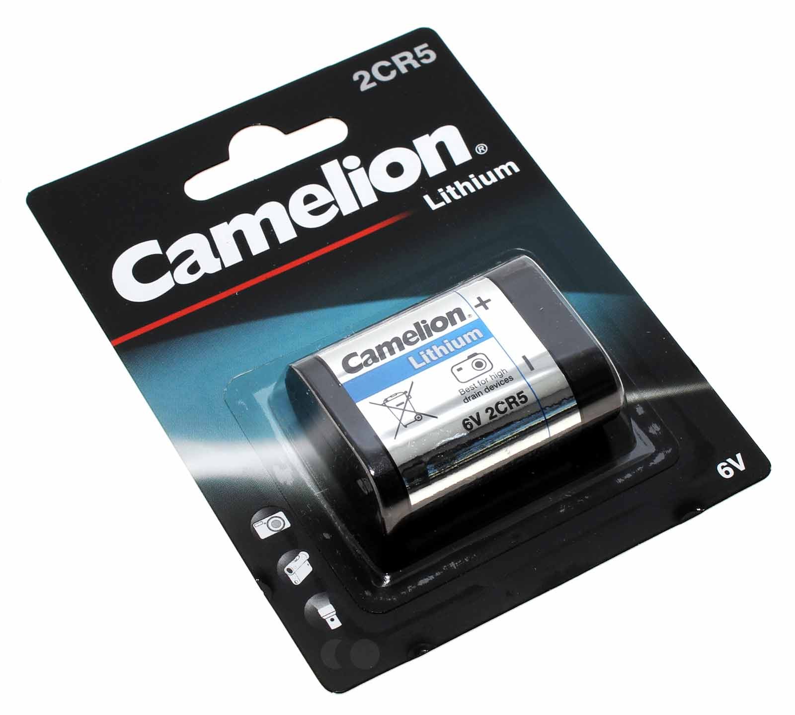 Camelion 2CR5 Lithium Foto Batterie, wie EL2CR5, RL2CR5, DL245, 2CR5M, 5032LC, 245 mit 6V und 1400mAh