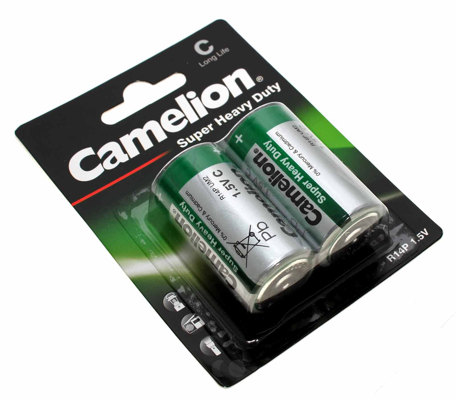 2er Pack Camelion Super Heavy Duty 1,5V, C, Baby, 3850mAh, R14P-BP2G, R14P, UM2 Radio, Taschenlampe