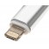 USB-Datenkabel (USB 2.0) 2in1, iPhone / Micro-USB, Nylonmantel, 1m, silber