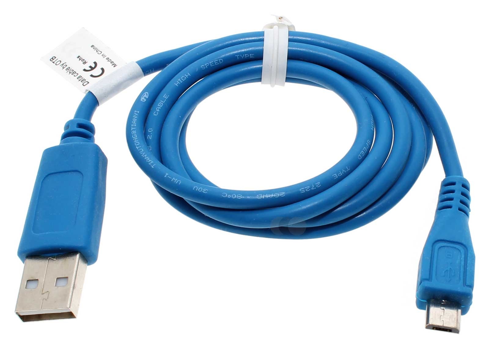 Blaues, 0,95m langes USB-Datenkabel und Ladekabel, USB 2.0 Typ A auf Micro-USB, für Smartphone, Handy, Tablet u.a.