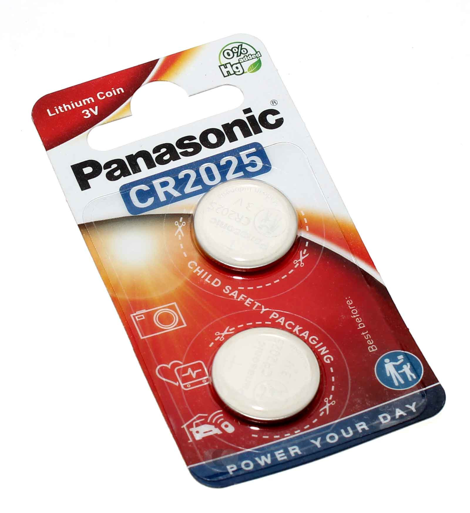 2x Panasonic CR2025 Lithium Knopfzelle, Batterie, ECR2025, DL2025, KCR2025, 3V, 165mAh