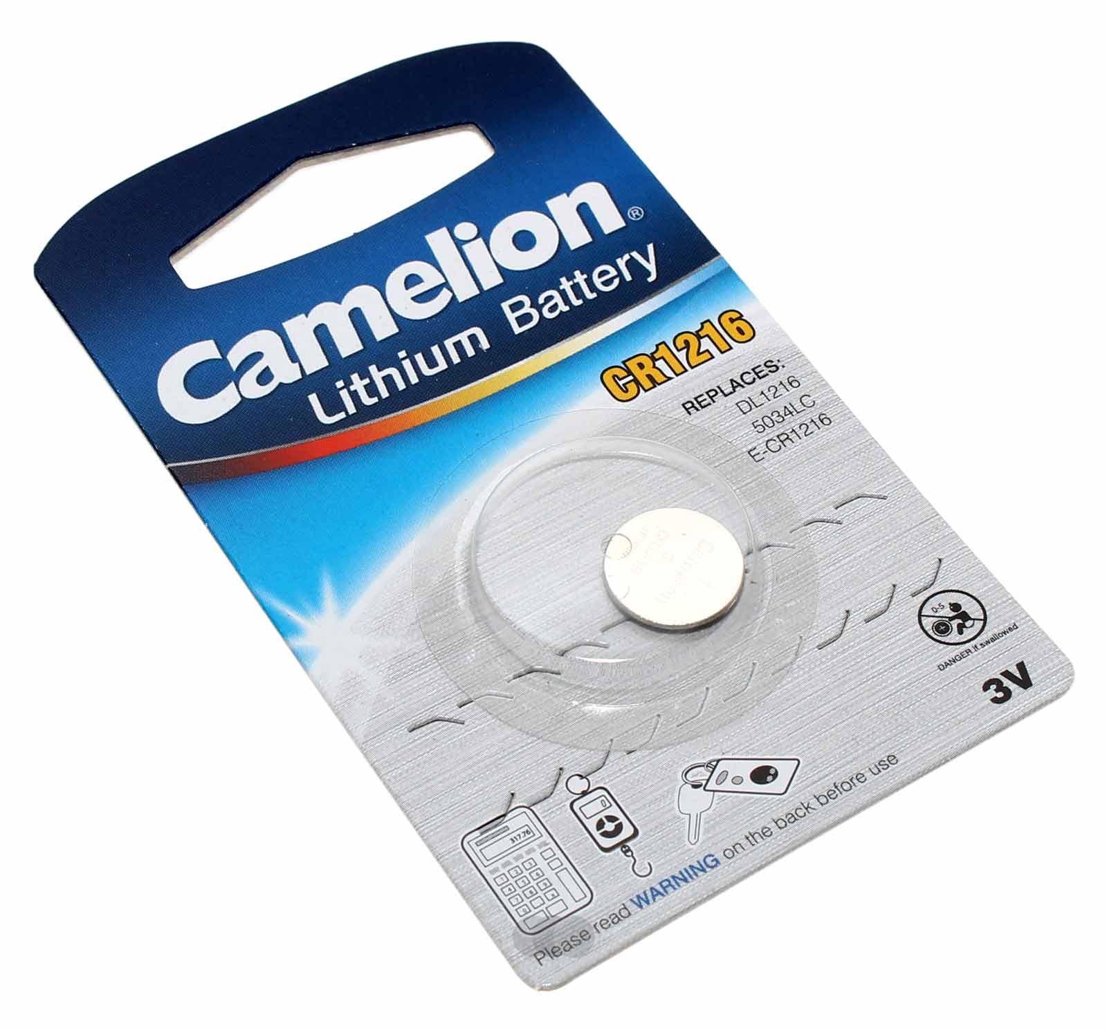 Camelion CR1216 [CR1216-BP1] Lithium Knopfzelle Batterie, DL1216, ECR1216, KCR1216, 3V, 25mAh 