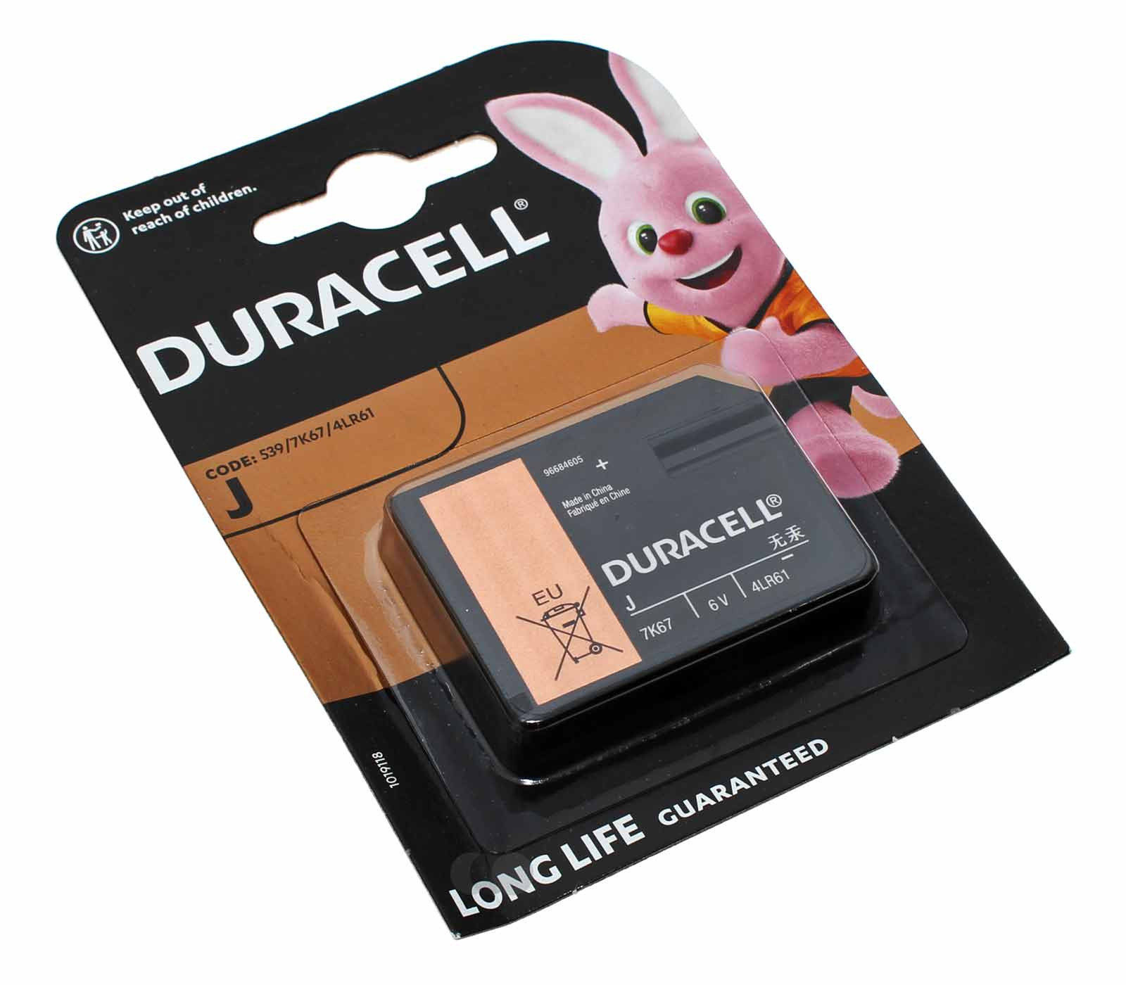 Duracell 7K67 4LR61 Block Spezial Batterie (Flat Pack) Alkali-Mangan, J 539, 6V, 500mAh