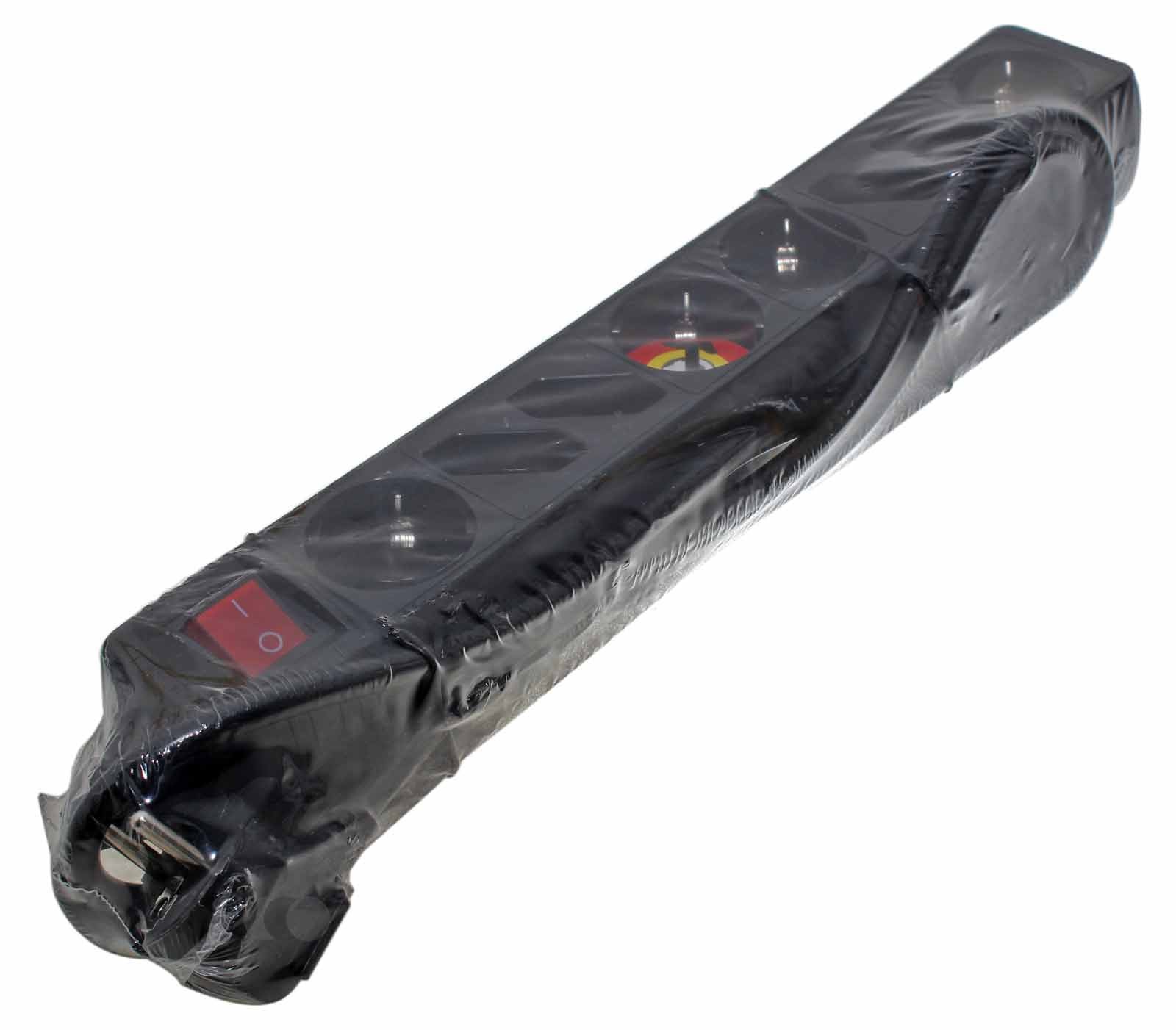 Steckdosenleiste 8-fach schwarz, Ein-/Ausschalter, Kindersicherung, Arcas 92720008