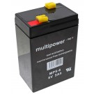 Multipower MP5-6 Blei Gel Akku mit 6 Volt, 5Ah Kapazität und 4,8mm Faston Kontakten