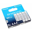 8x Panasonic eneloop AAA HR03 Micro NiMH Akku, 1,2V, 800mAh, BK-4MCDE/8HH