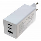 Schnellladegerät 3-Port USB (2xUSB-C + 1xUSB-A) USB-PD, 65W, GaN, weiss, Ladeadapter, Netzteil