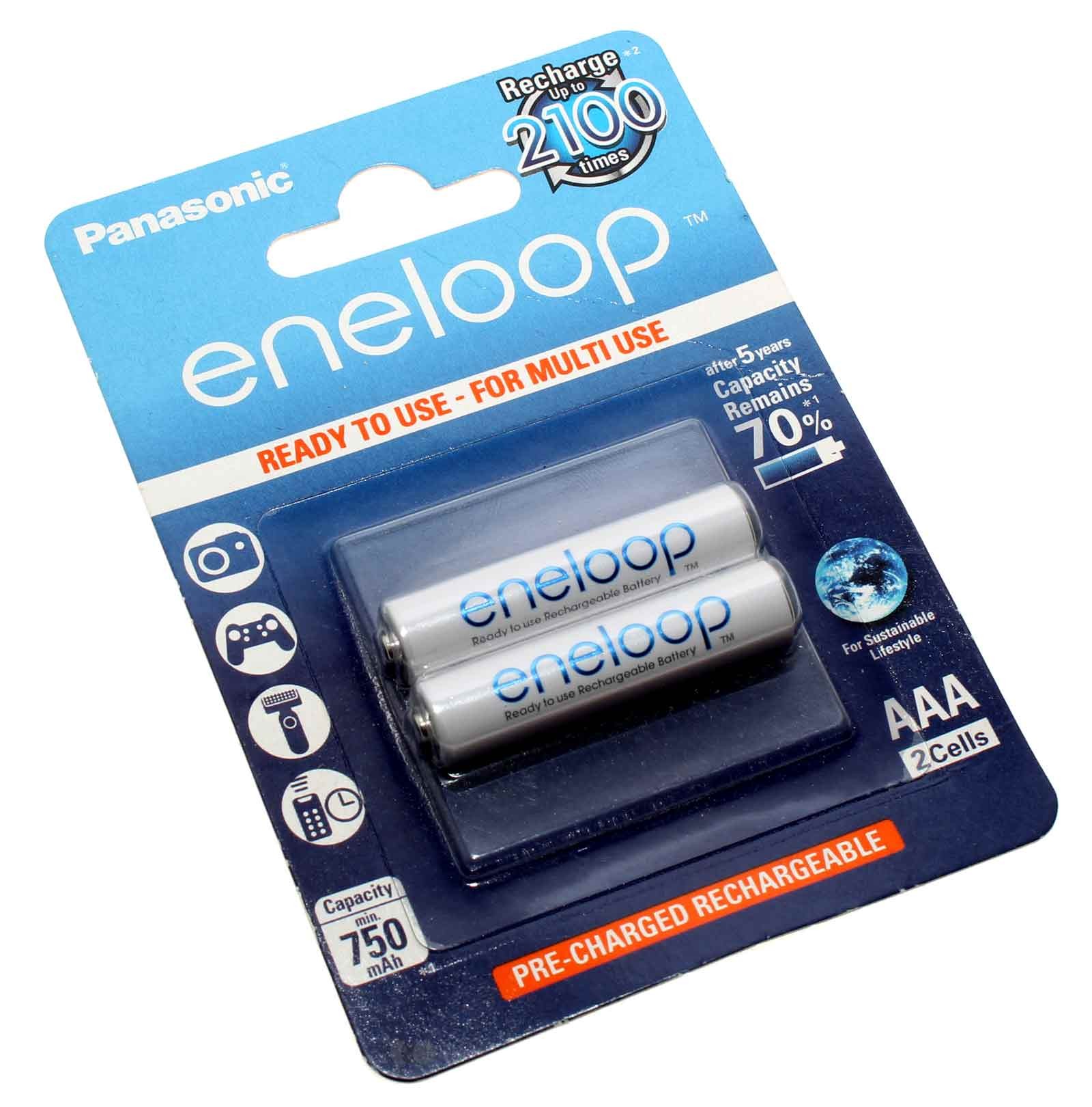 2er Pack 1,2V Panasonic eneloop AAA, HR03 Micro, NiMH Akku, 750mAh, BK-4MCCE/2BE