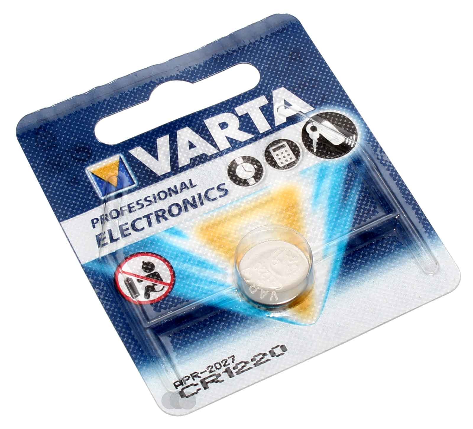 Varta Electronics CR 1220 Lithium Knopfzelle Batterie mit 3 Volt und 35 mAh Kapazität