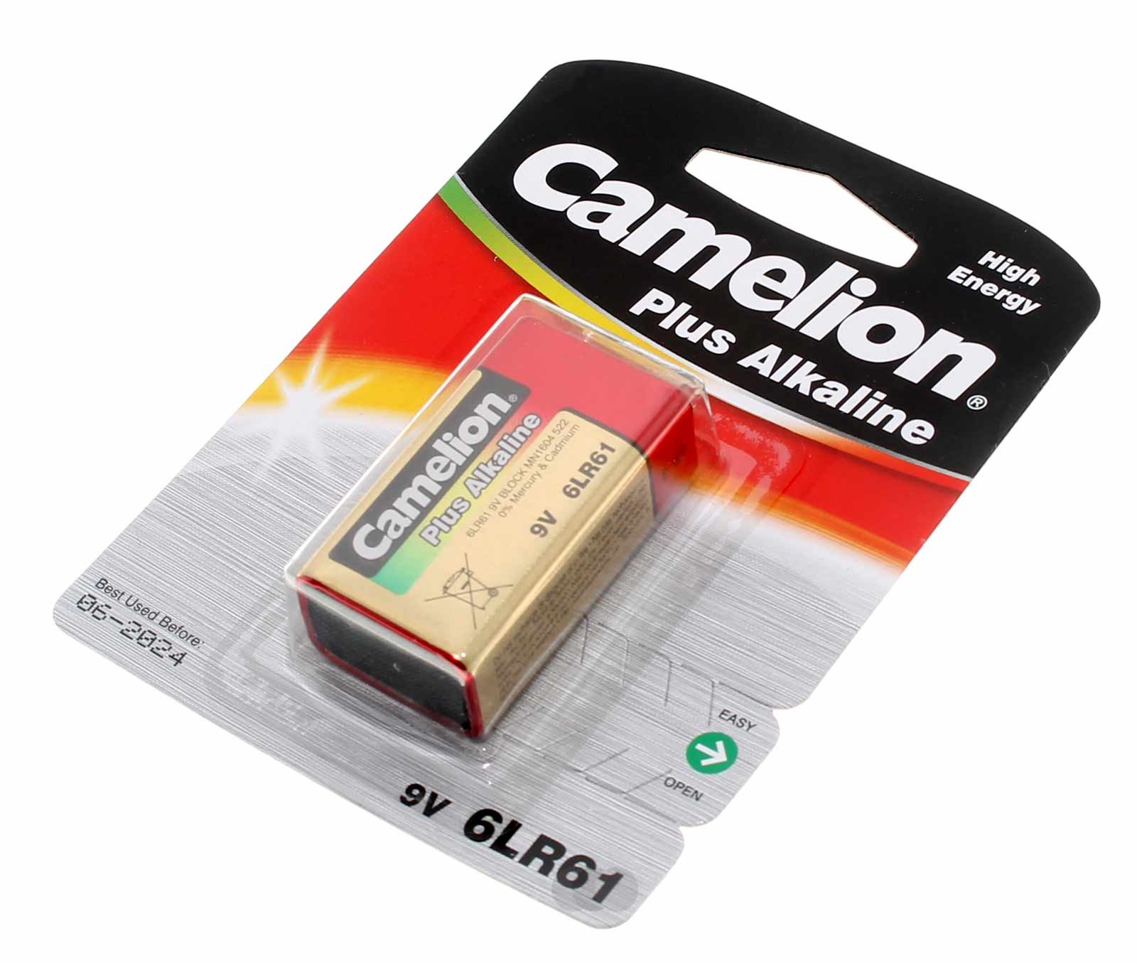 Camelion Plus Alkaline Block Batterie 9V, 700mAh, 6LR61, 6LF22, MN1604, 522, Fernbedienung