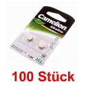 BB 10.22 - 100x 2er Pack Camelion AG3 Alkaline Knopfzelle Batterie | G3 LR41 192 SR41W GP92A 392 | 1,5V 28mAh