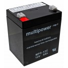 Multipower MP5-12C Blei Gel Akku (Pb) mit 12 Volt und 5Ah Kapazität, zyklenfest mit Faston 6,3mm Kontakten