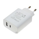 Schnellladegerät 2-Port USB-C + USB-A USB-PD, 20W weiss, Ladeadapter, Netzteil